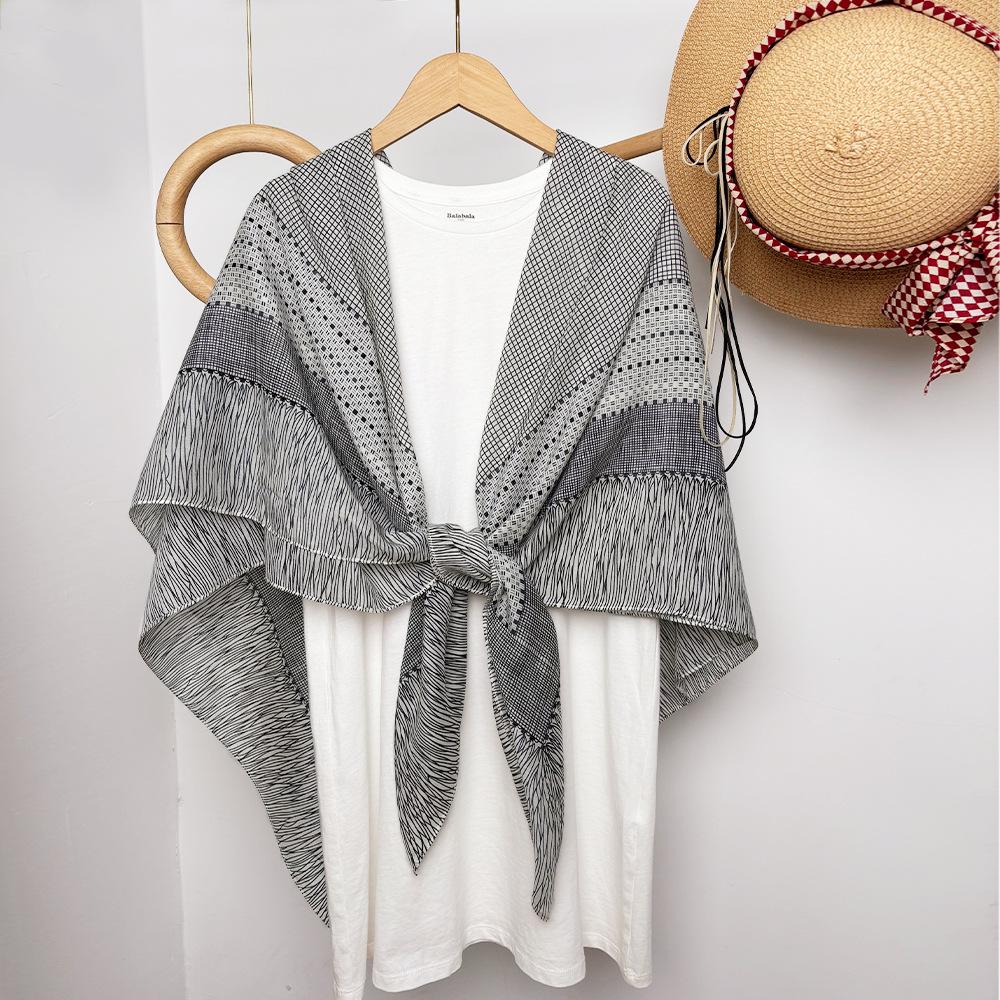 

Silk Cotton Silk Scarf Shawl With Sunscreen 105Cm Scarf With Air-Conditioned Room Large Square Scarf Office 105*105cm