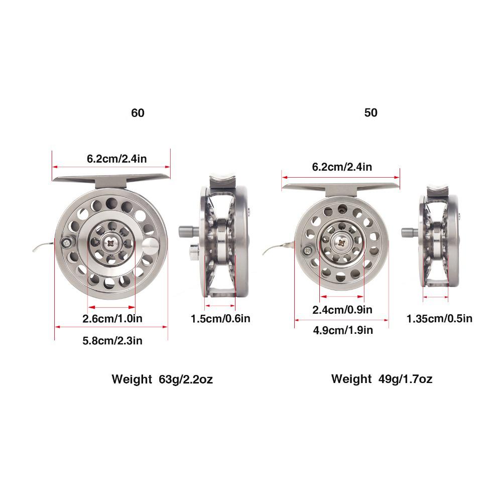 Full Aluminum Ice Fishing Reel Left/Right Handed V-shape Ice Fishing Wheel 50mm 60mm Fly Winter Fishing Reels Gear Ratio 1:1