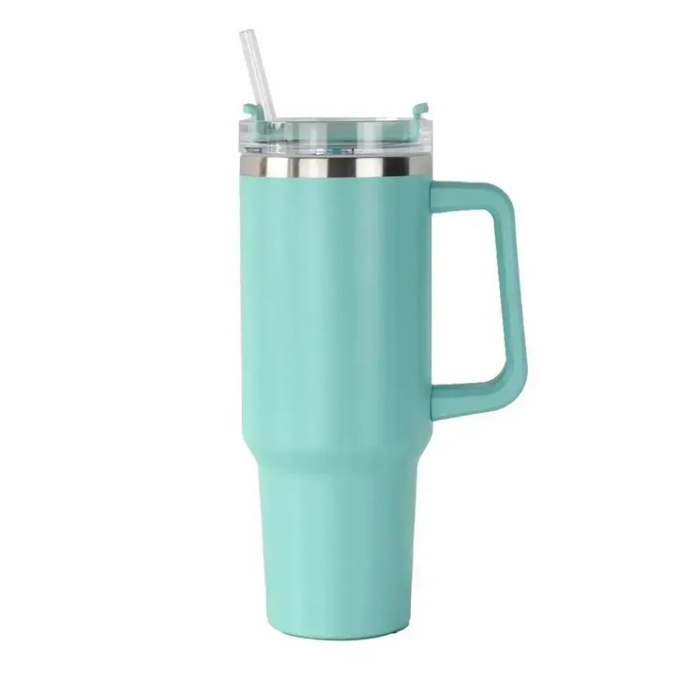 Vaso para coche de acero inoxidable de 40 oz Vaso de agua de gran capacidad con asa y pajita Vaso de viaje aislado de doble pared Regalos navideños