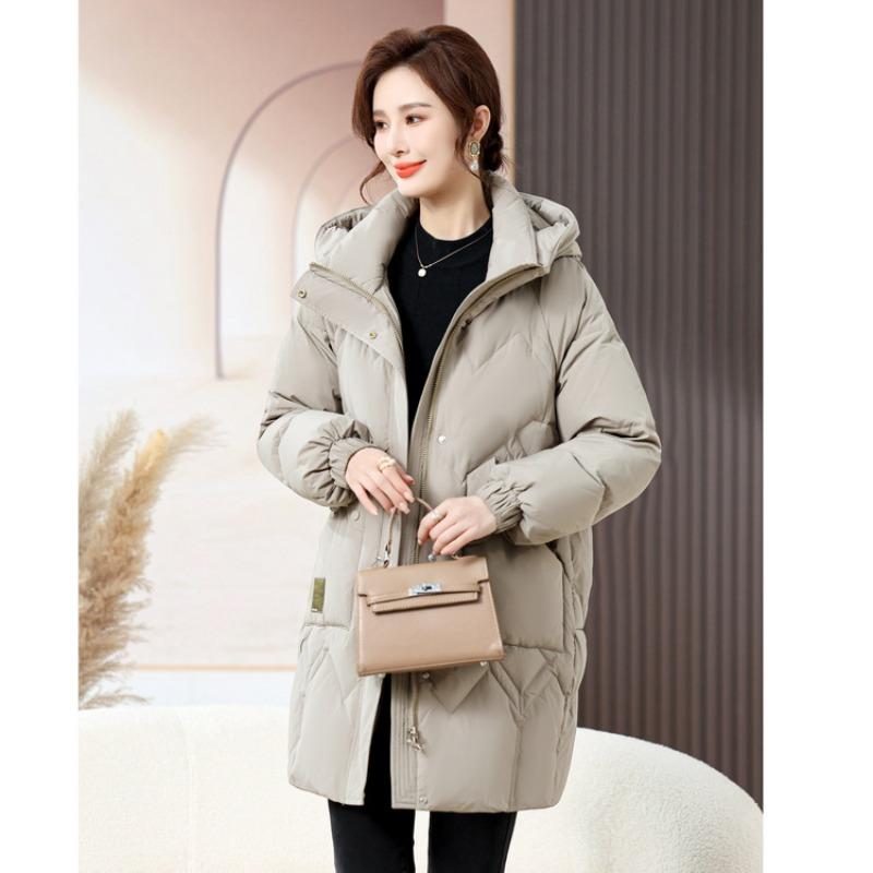 Down jacket women's winter new middle-aged and elderly mother's thickened medium and long white duck down warm jacket