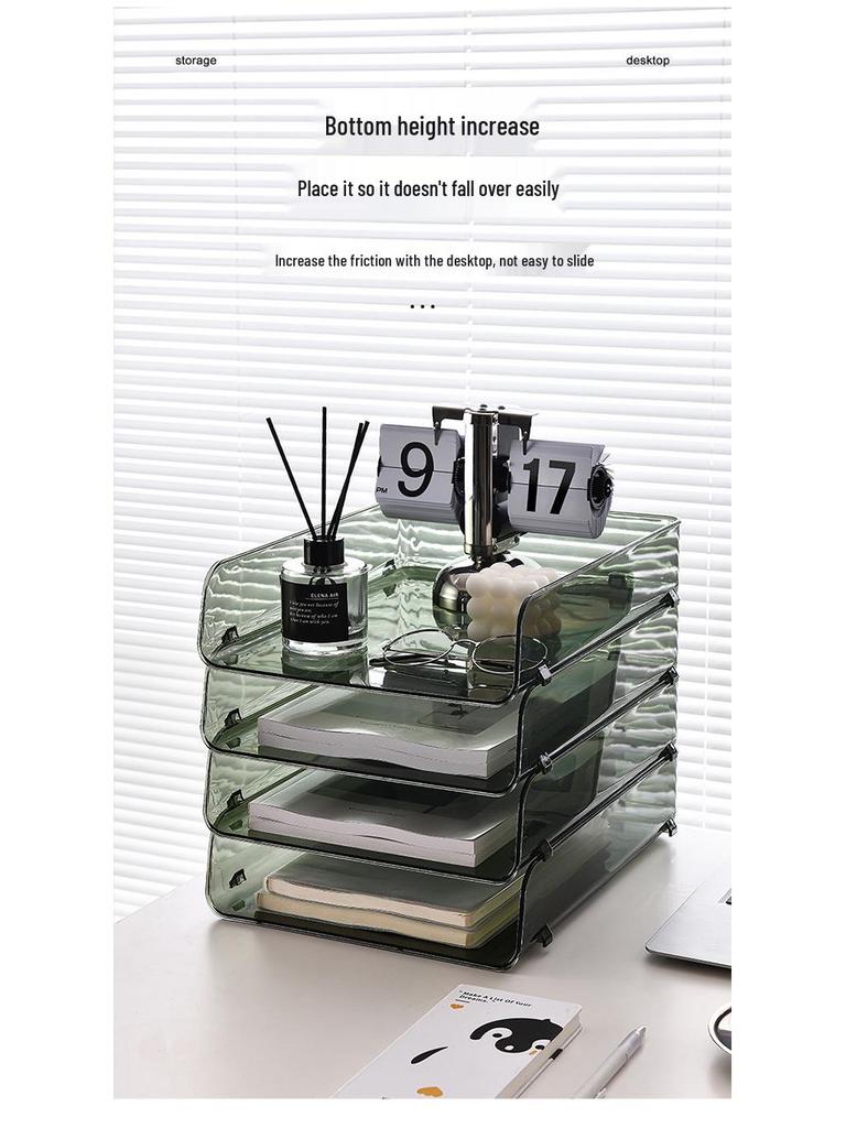 Transparent Desktop File Organizer and Document Storage Rack