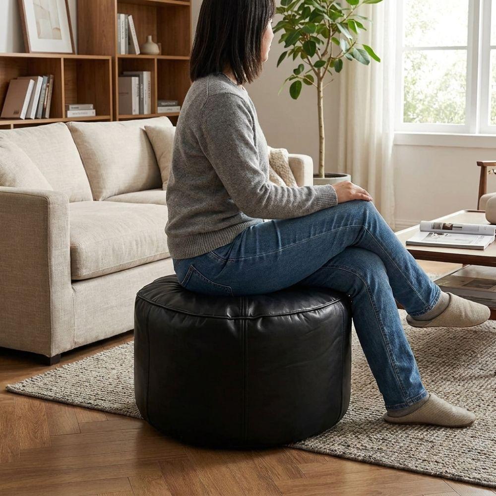 Unstuffed Bean Bag Cover Large Capacity Pouf Cover Non-Slip Sofa Footstool Cover Corner