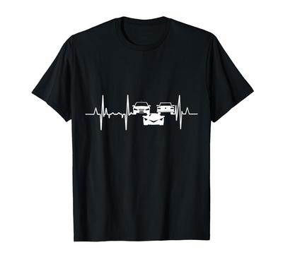 Sportwagen Herzschlag Autoliebhaber Elektrokardiogramm T-Shirt