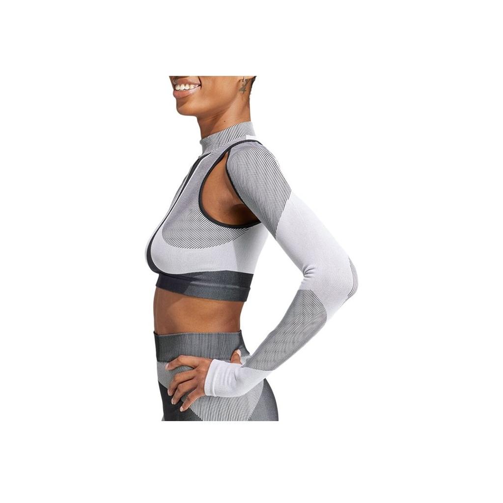 Adidas X Rui Zhou Collaboration FW23 Hollow Design Long Sleeve T-Shirt Women Tops Black White IB1261