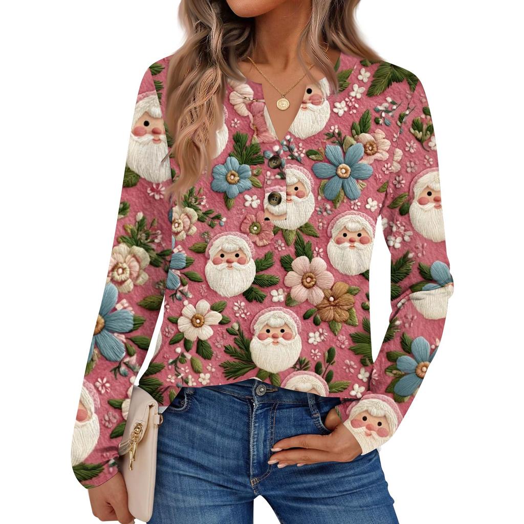 Women's Print Long Sleeve Shirts Elegant Casual Tops Trendy Shirts Tops