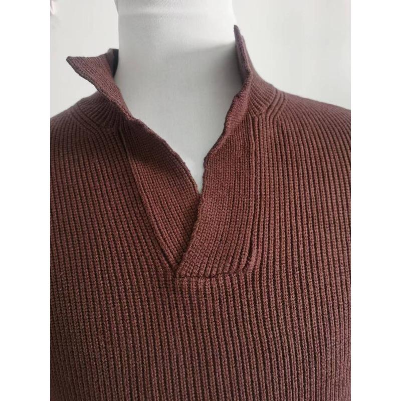 Men's V Neck Knit Pullover Sweater, Solid Color Long Sleeve Top, Fall Winter Loose Versatile Knitwear
