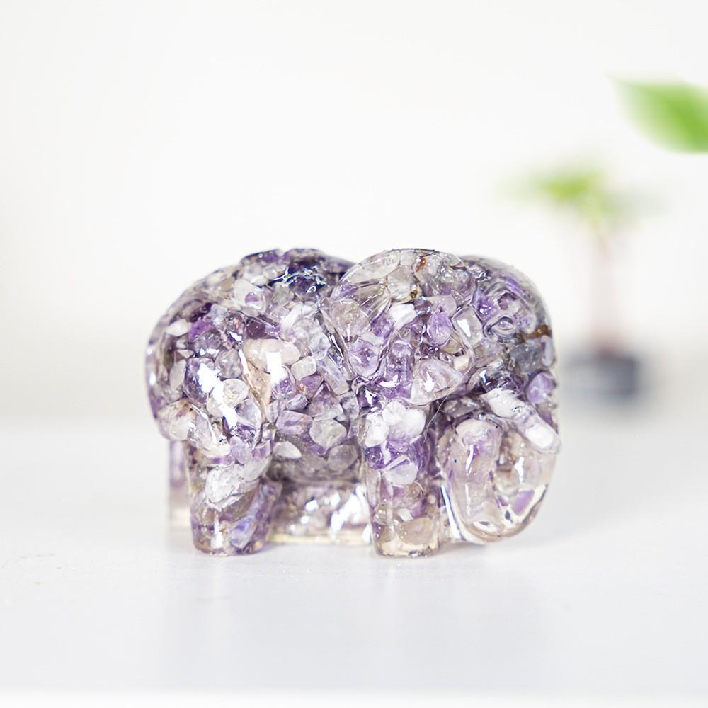 Natural Gemstone Crystal Decor Elephant Resin Art Home Gift For Special Occasions
