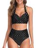 High-Waisted Halter Print Tie-Up Tankini Slimming Bikini
