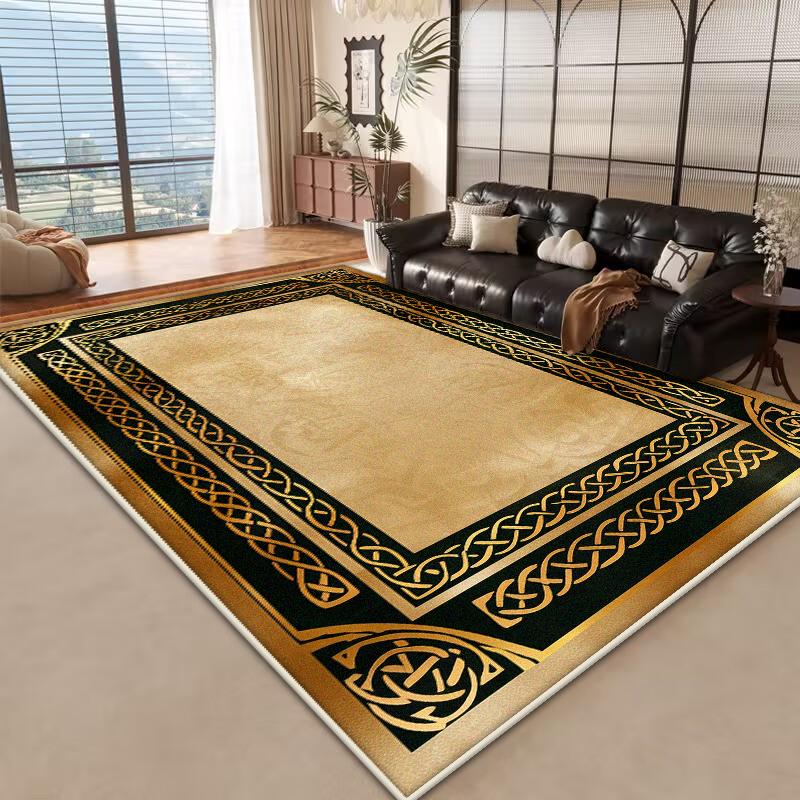 Golden Luxury Carpet Large Living Room Modern Decoration Home Rugs Non-slip Bedroom Mat Customizable Coffee Table Lounge Rugs