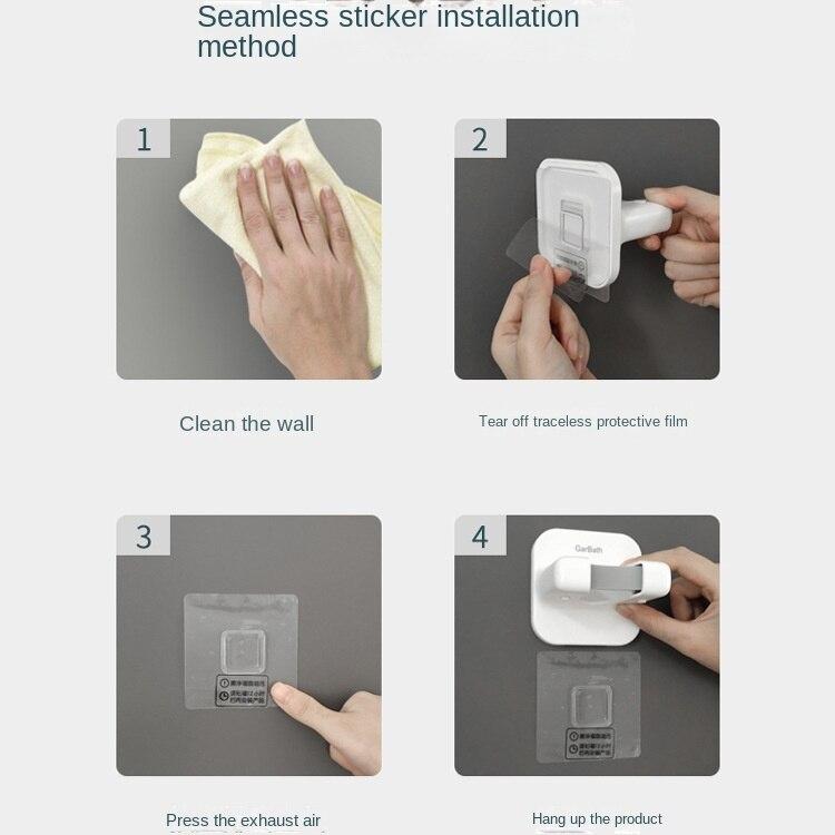 No Trace Hook Mop Rack Bathroom Punch-free Mop Hook Wall-mounted Broom Card Holder Mop Clip Hanger