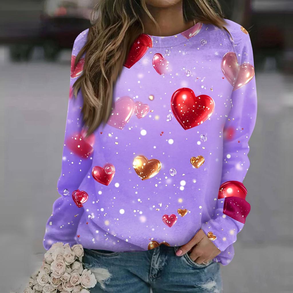 Damenmode Lässig Langarm Bedruckter Halsausschnitt Sweatshirt-Oberteil