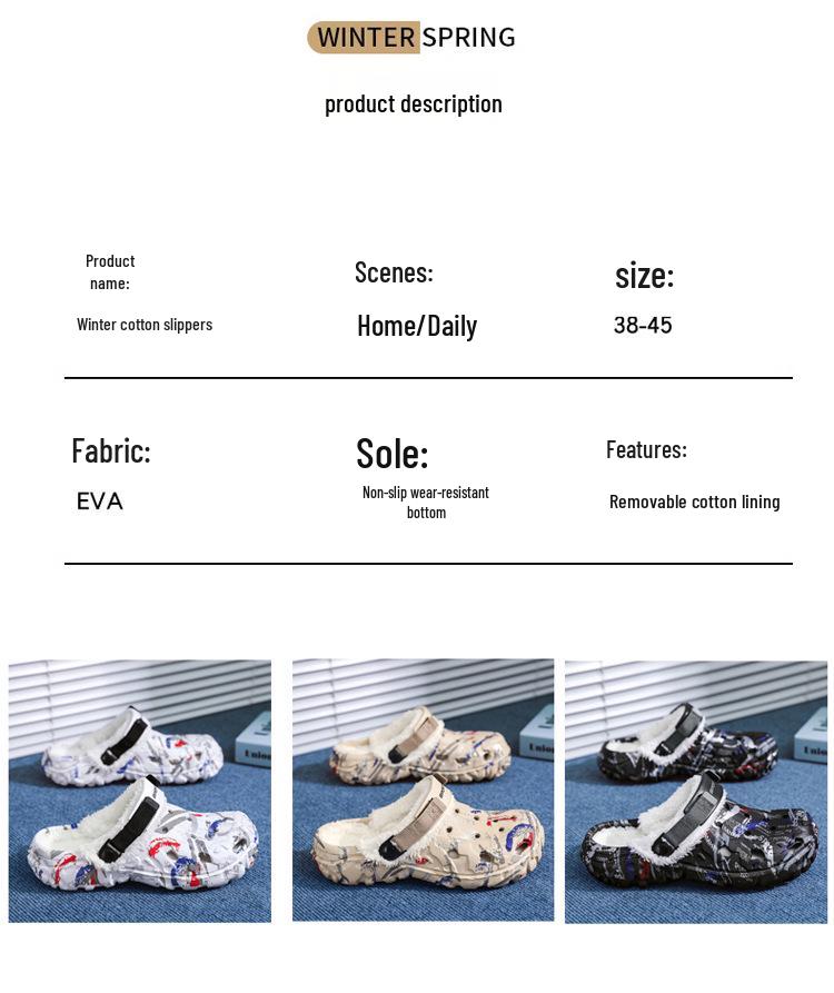 Men's Fleece-Lined Cotton Slippers - Lightweight Plus Size Closed-Toe Shoes