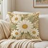 Boho Neutral Daisy Vine Pillow Case Organic Short Plush Cushion Covers Breathable Washable WrinkleResistant