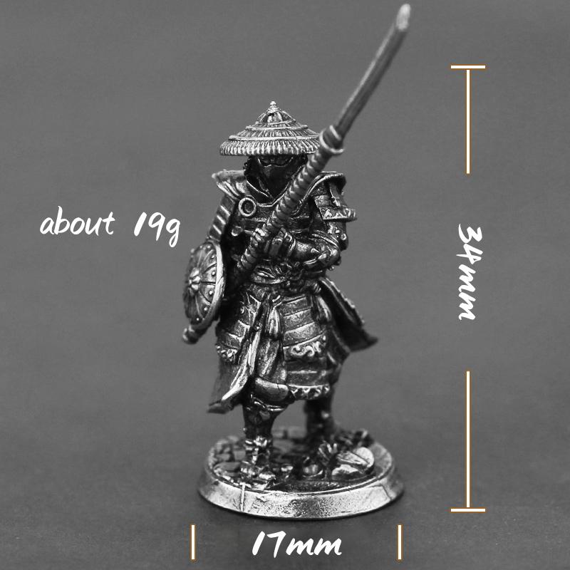 Figurines de samouraïs japonais en cuivre blanc, miniatures, soldats en métal vintage, modèle de statue, jouet de bureau, ornement, décoration