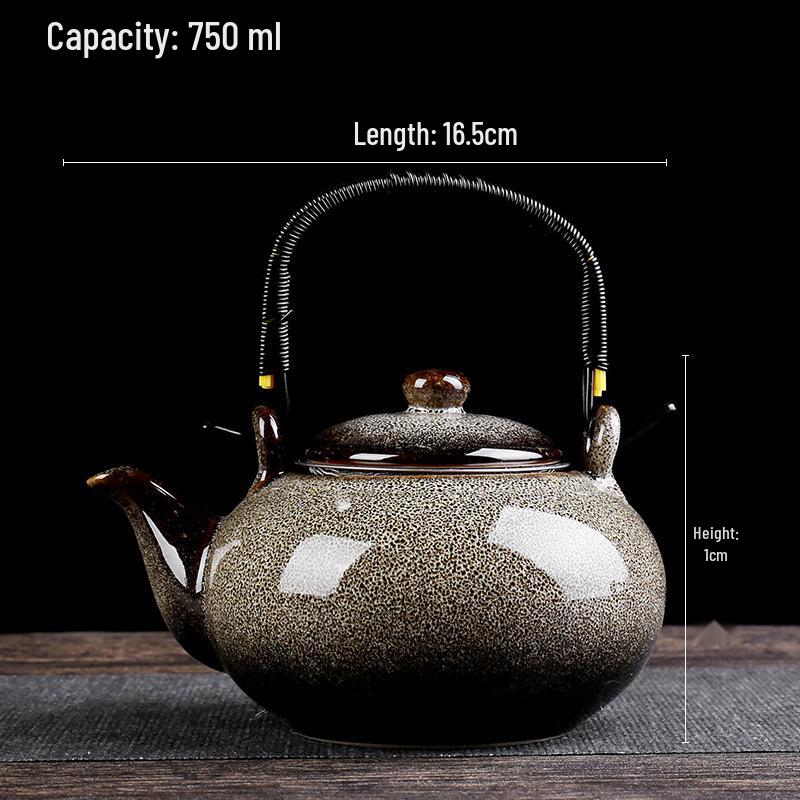 Jian Zhan Tianmu Glaze Ceramic Teapot, Large-Capacity Single-Handle Gongfu Tea Brewer