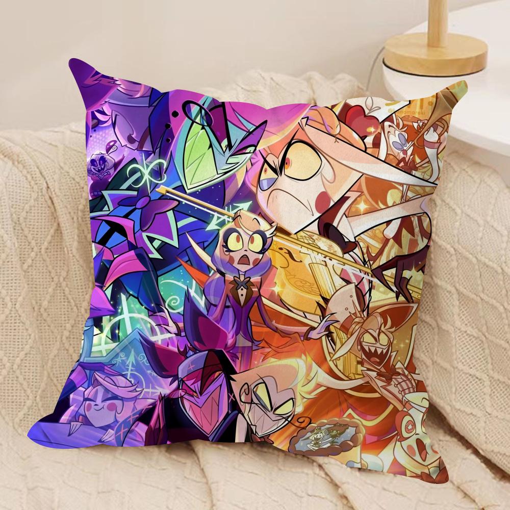 Cartoon Hhazbin Hhotel Cushion Cover Soft Plush Fabric DoubleSided Printed Cushion Covers for All Seasons Home Decor