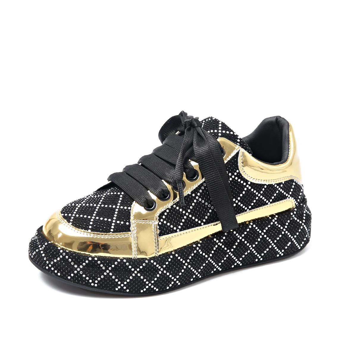 

Fashion Luxury Women s Platform Shoes Rhinestones Silver Shining Crystal Sports Shoes Trend Designer Flat Casual Shoes zapatillas mujer 35 золотой