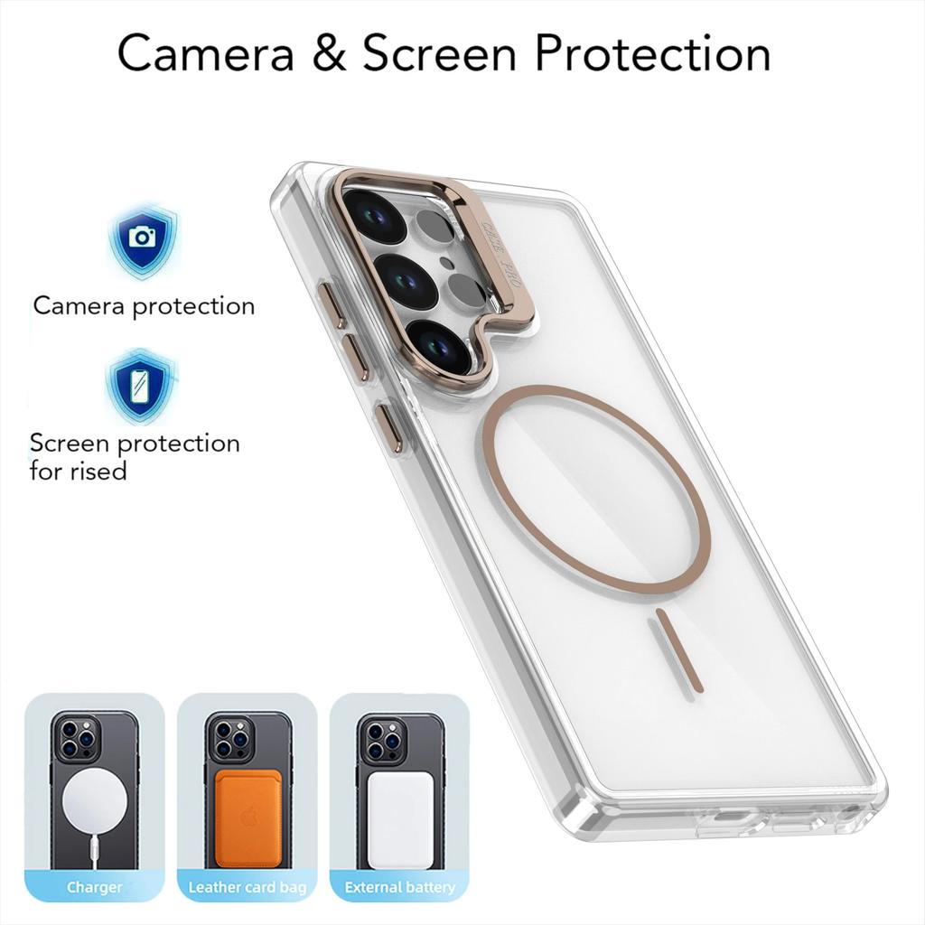 Magnetic wireless charging lens holder case for Samsung Galaxy S22 S23 S24 S25 Ultra S25 S24 S23 Plus for Accessories Back Cover