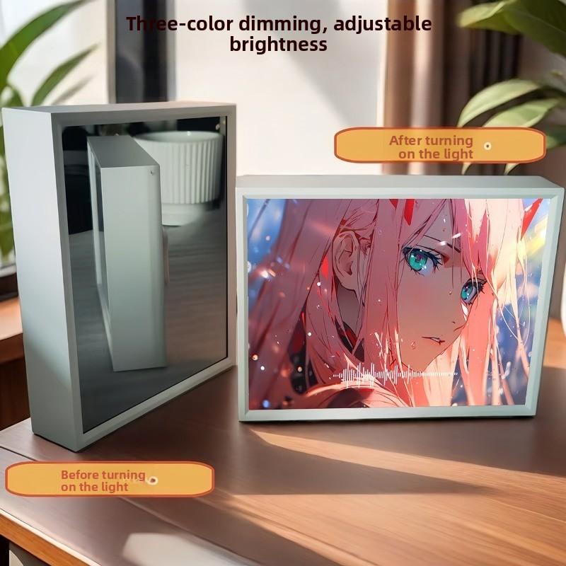 21cm/8.27in 3D Anime Light Night Painting Peripherals Desk Table Lamp Display Acrylic Mirror Collectible Gift Bedroom Decoration