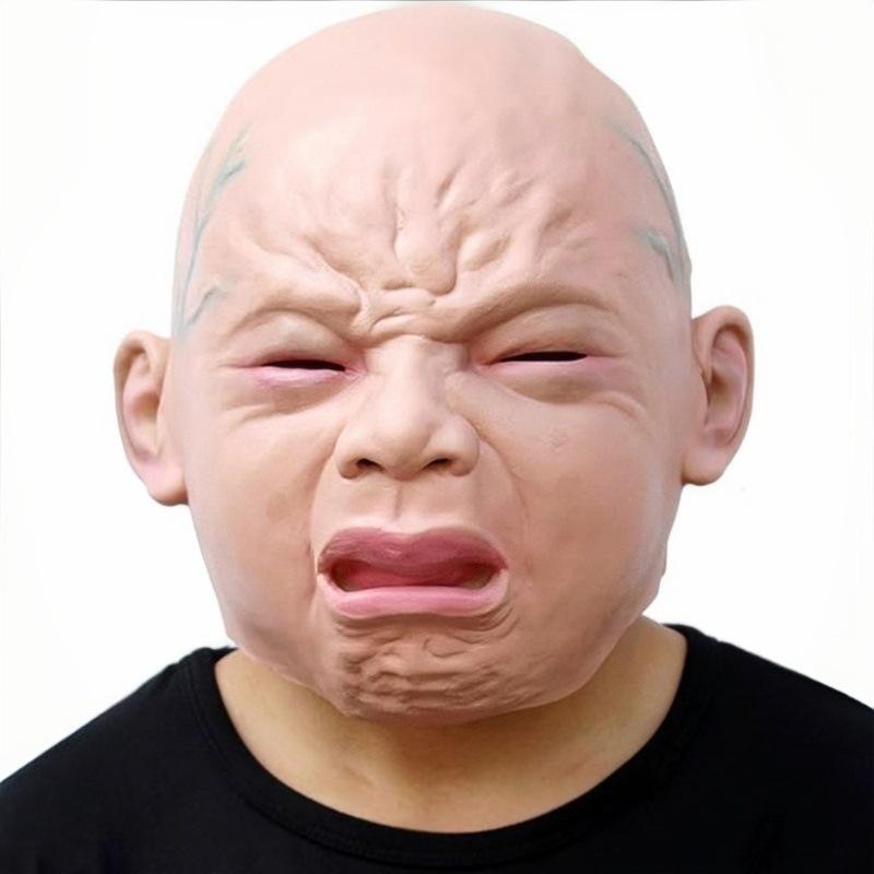 Realistische weinende Babymaske Vollgesichts-Kopfbedeckung mit weinendem Gesicht für Halloween-Party und Spukhaus-Horrorthema