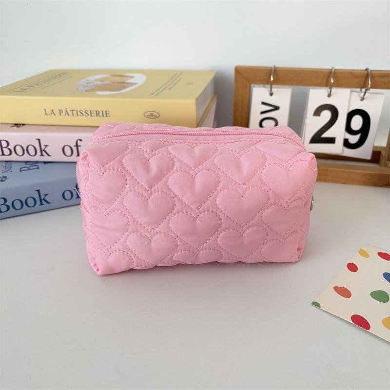 New Quilted Makeup Bag for Women Cosmetics Organizer Portable Travel Skincare Toiletry Bag Student Stationery Pouch Pencil Case