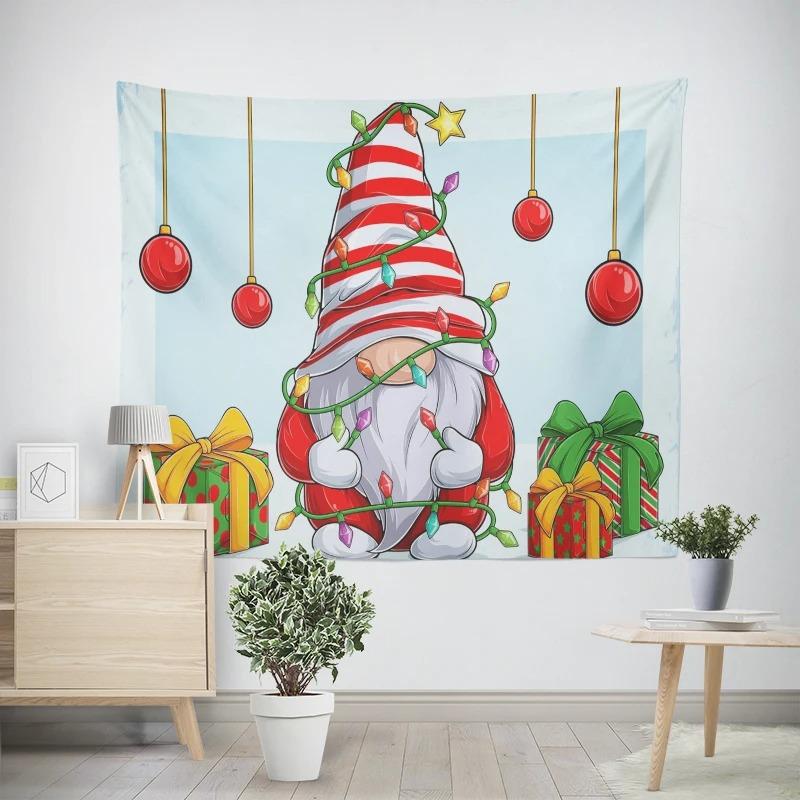 Christmas New Year Cute Snowman Pattern Living Room Bedroom Decoration Tapestry