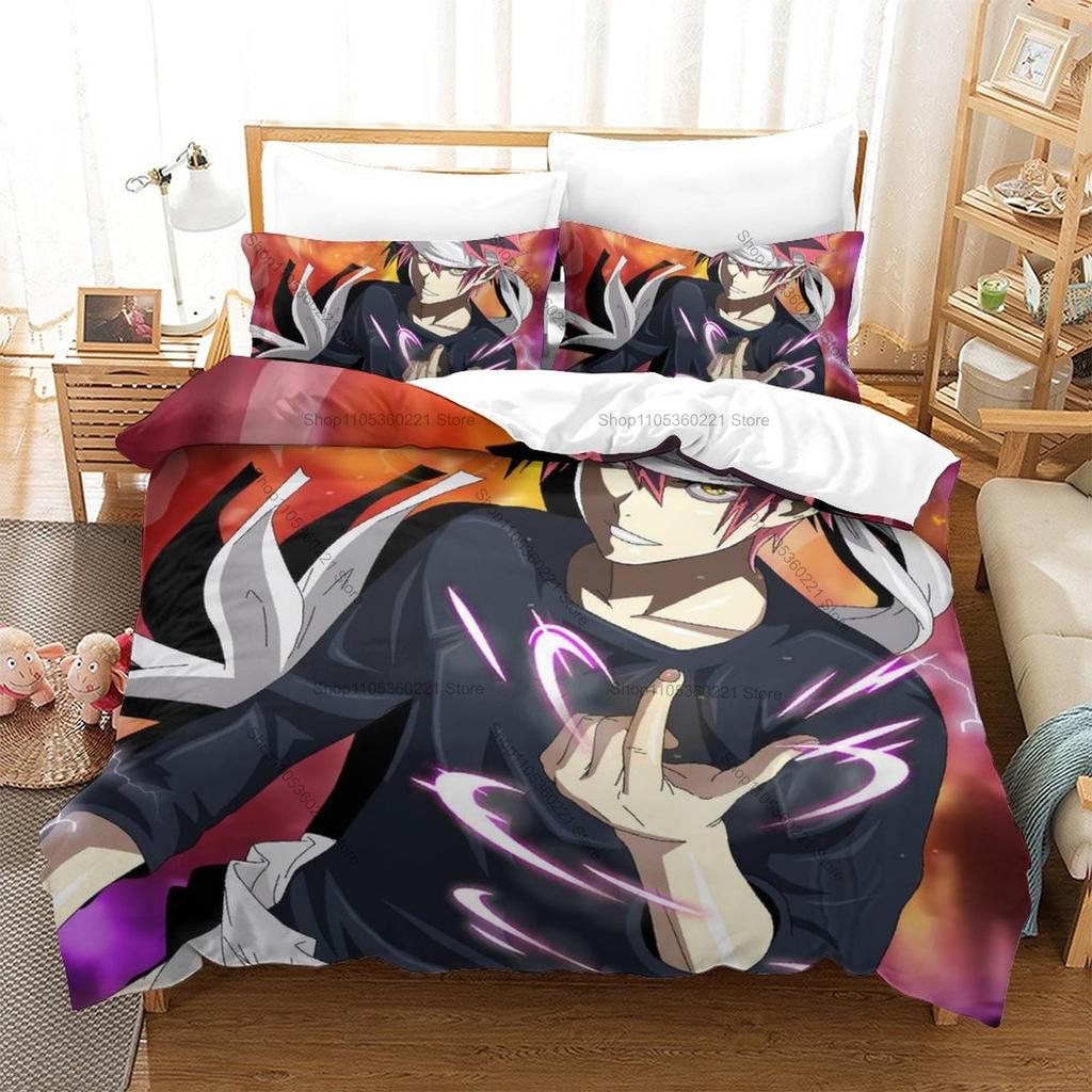 Food Wars Shokugeki no Soma Yukihira Diner Chef Characters HD Print Bedding Set Duvet Cover + 2 Pillowcases Polyester Anime Room