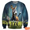 Esel 3D-trykk Tegneserie Oversize Gensere Mote O-hals Utendørs Pullover Dame Barneklær Nyhet Hettegensere og Sweatshirts