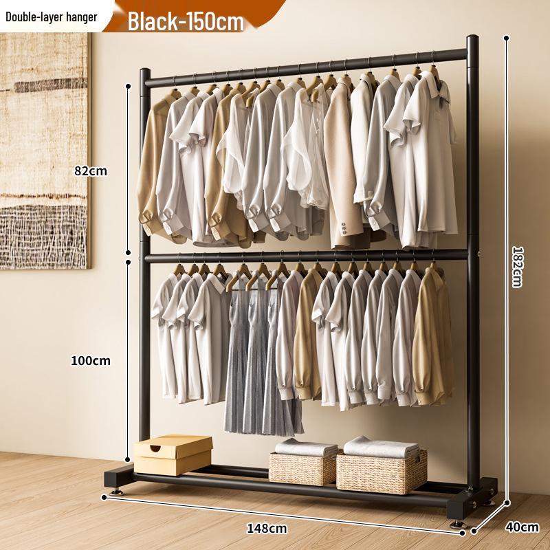 Single-Layer Clothes and Hat Rack for Bedroom or Balcony - Floor-Standing Design