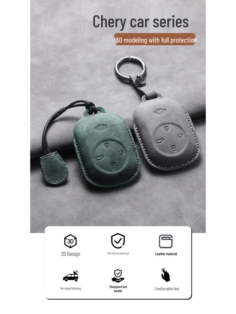 Chery Fengyun A9L Full Coverage Goat Leather Key Case with Protective Buckle