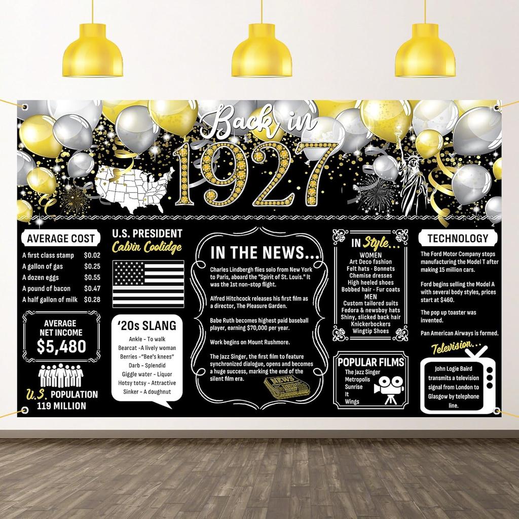 50th Birthday Black Gold Party Decoration Back In 1976 Backdrop Large Banner Birthday Party Poster Supplies Vintage 1976 Photography Background for