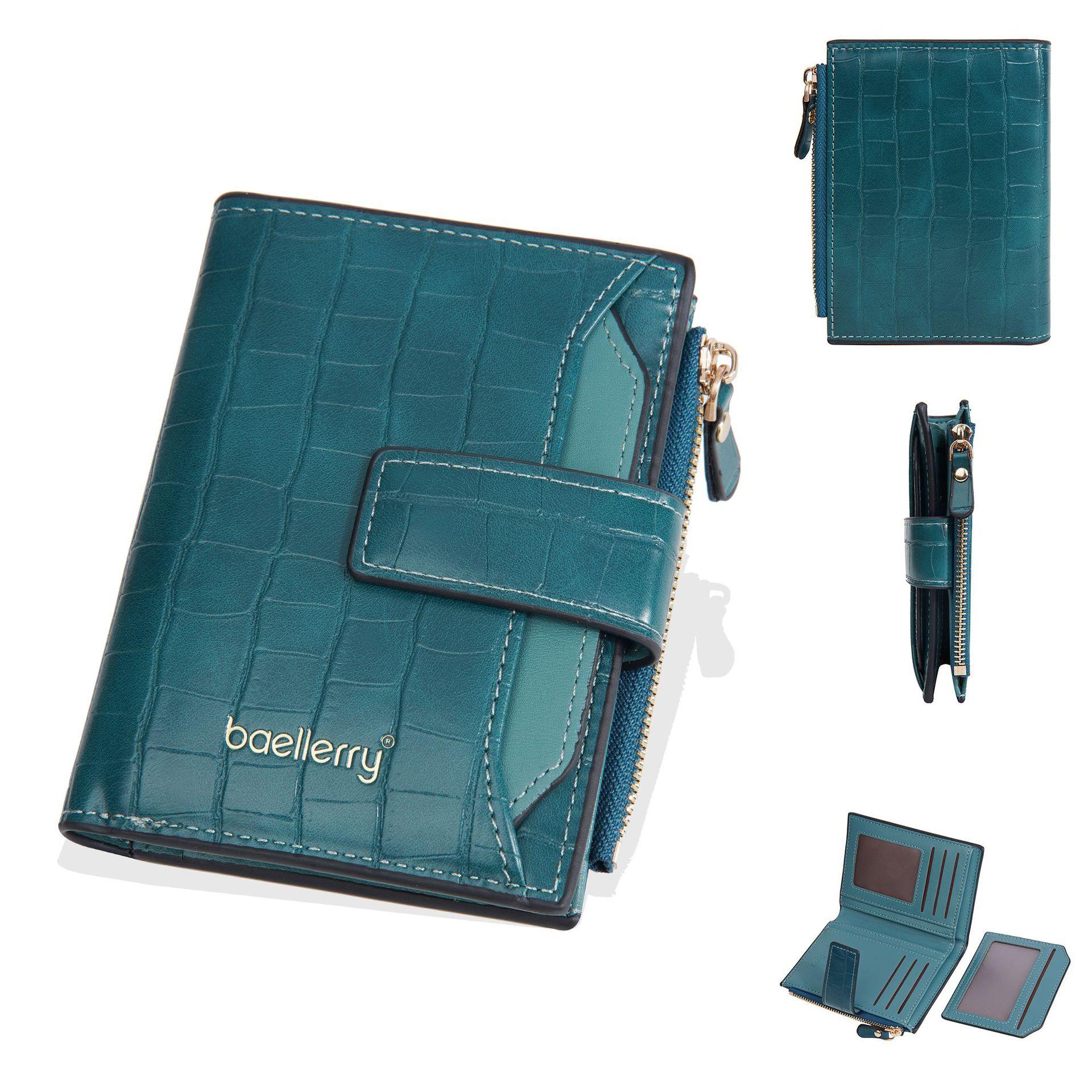 Women s wallet ins women s high sense multi-card women s short zipper bag change bag wallet one size зелёный