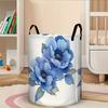 1pc, Blue Geranium Flower Circular Laundry Hamper, Featuring a Handle, Foldable Storage Basket Is Perfect for Dirty Clothes And Is Versatile Enough Fo