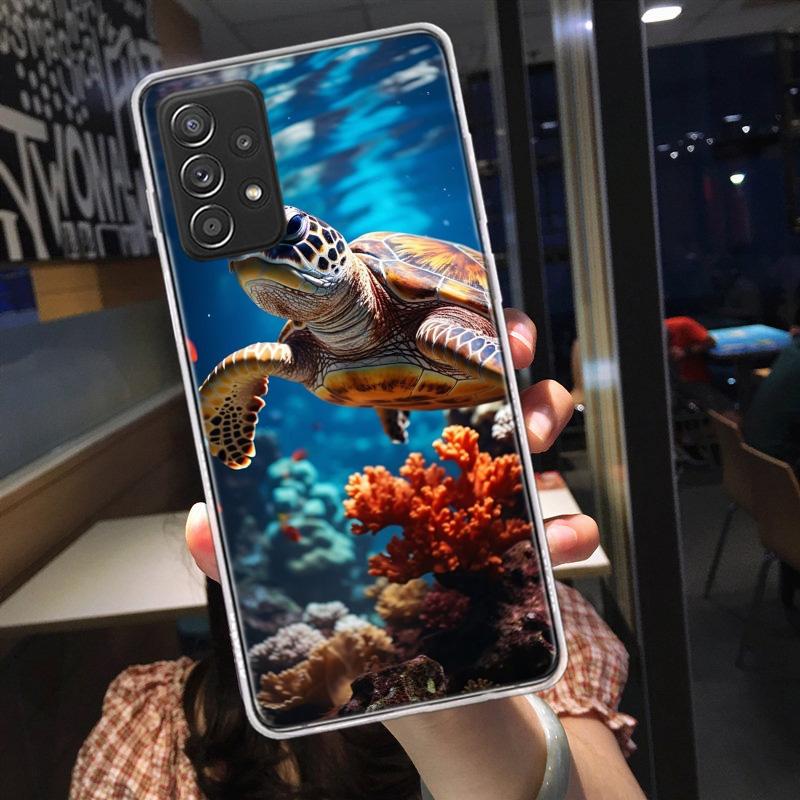 Marine Organisms, Sea Turtles, And Animals Phone Case for Samsung A54 A57 A37 A17 A14 A15 A12 A24 A34 A55 A35 A25 A52S A07 A05S