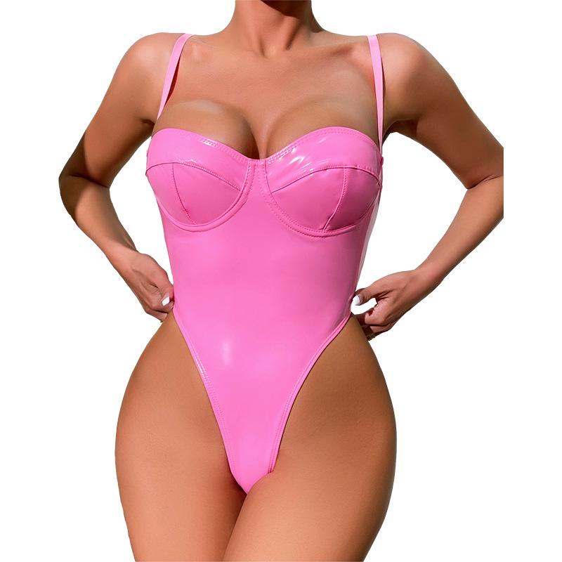 Barbie Pink Slim Sexy Fishbone BH Jumpsuit mit Strapsen