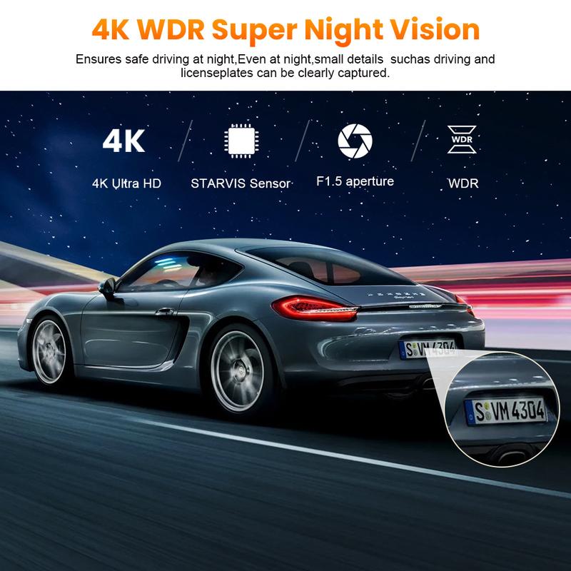 Kocam 4K WIFI GPS Dual Dash Cam Front and Rear for Cars Camera Car DVRs Recorder Video Registrator Dashcam Camcorder Black Box