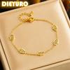 DIEYURO 316L Stainless Steell Golden Hollowed Out Palm Bracelet Girl New Concise Popular Non-fading Hand Chain Jewelry Gift