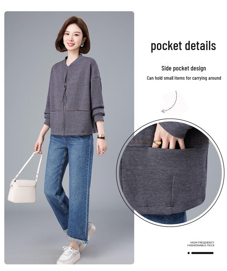 Middle-aged Women's Casual Baseball Jacket - 2025 Spring/Autumn New Style