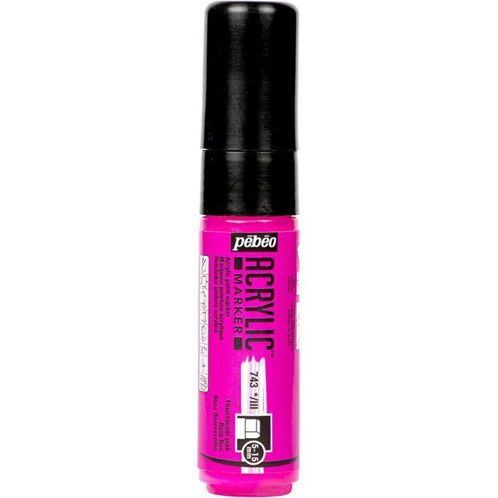 Marqueur peinture acrylique - PEBEO - Pointe épaisse 5/15 mm - Rose Fluo - Opaque - Large