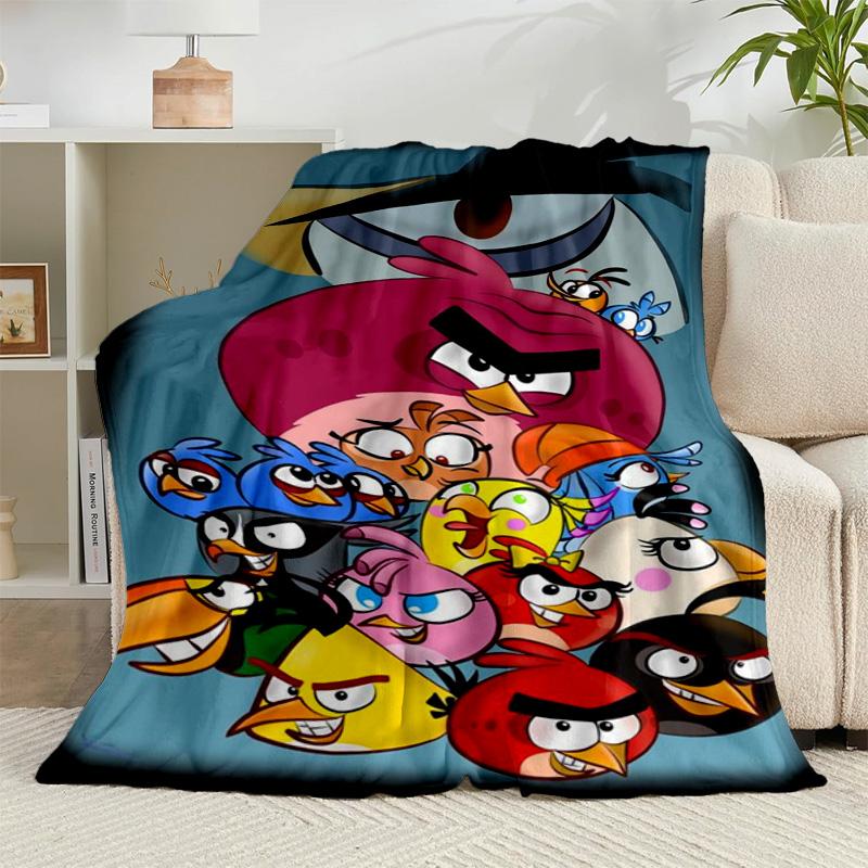 1PC Red Birds Characters Collage Flannel Blanket Gift, Suitable for Both Men And Women, Soft Ideal for Beds And Sofa, Birthday Or Christmas Gift
