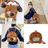 Furry And Cute Bear Plush Backpack With Transparent Layer For Carrying Badges
