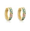 HECHENG, Enamel Dripping Oil Bohemian Style Colorful Flower Pattern Golden Earrings Neutral Women's Zircon Gift 1 Pair
