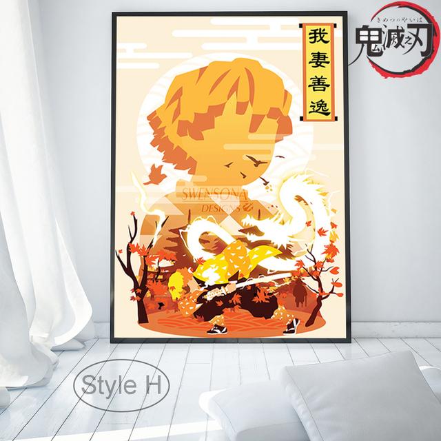 Anime Demon Slayer Poster Wall Art Canvas Painting Tanjirou Inosuke Zenitsu Print Picture Home Bedroom Living Room Decor Cuadros