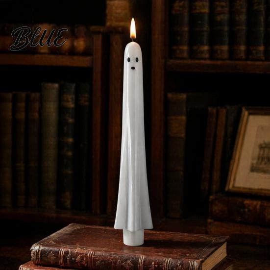 Halloween Ghost Candle Lights Flameless Taper Candles Battery Operated Flickering Light with Party Atmosphere Lighting Remote Real Wax 3D