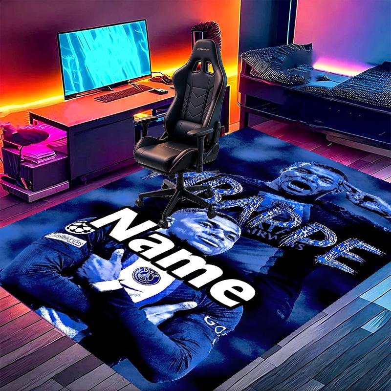 Custom Name Personalized Kylian Mbappe Print Carpet, Versatile Home Decor Rug, for Playroom, Apartment, Balcony, Entryway, Hallway Gift