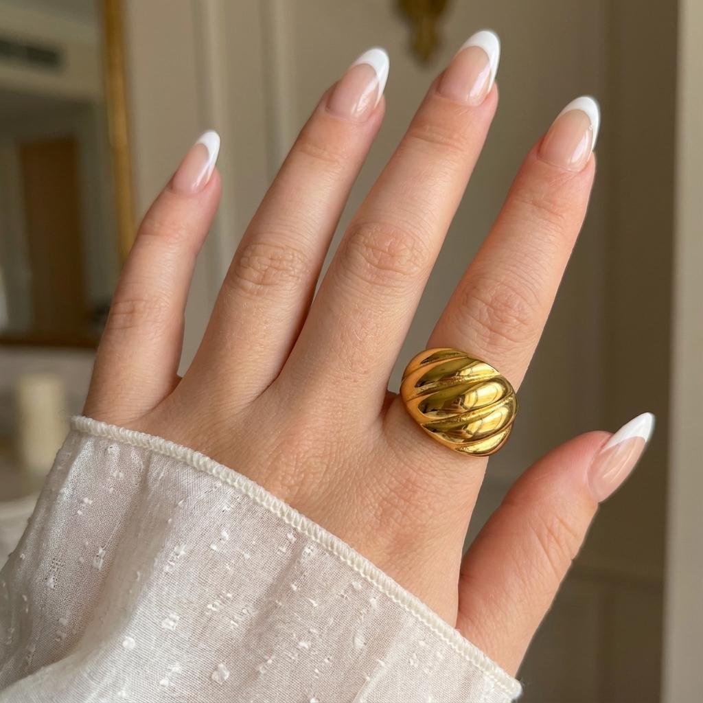 Unique Stainless Steel Pearls Flower Rings for Women Men Punk Hip Hop Geometry Irregular Finger Rings Tarnish Resistant Jewelry
