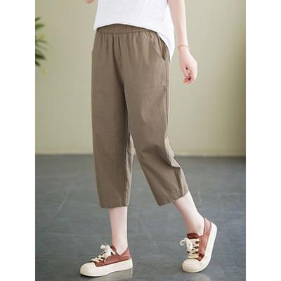 Summer Cotton Linen Capri Pants Women's New Arrival Plus Size Women's Clothing Loose Slim Looking Thin Harem Pants Chubby Girl High Waist Baggy Pants