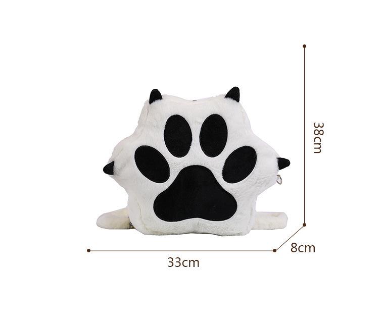 Cute Cat Paw Plush Backpack for Girls - Single Shoulder & Student Style for Autumn/Winter