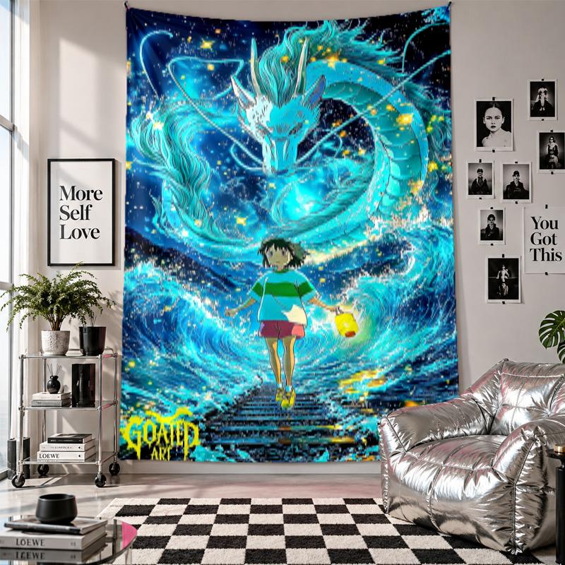 Wall TapestrySpirited Away Art Hanging Cloth Decorative Background Cover for Room Decoration