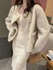 2024 Autumn/Winter Women's Faux Mink Stripe Cardigan: Round Neck, Long Sleeve, Socialite Lazy Style